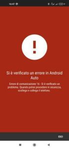 Errore 16 in Android Auto cosa vuol dire