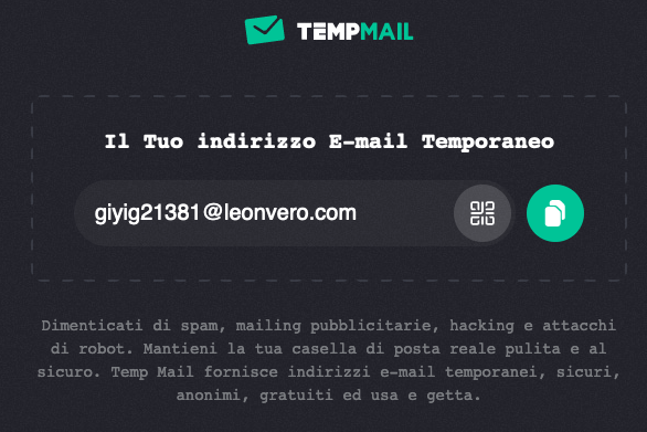 temp email esempio