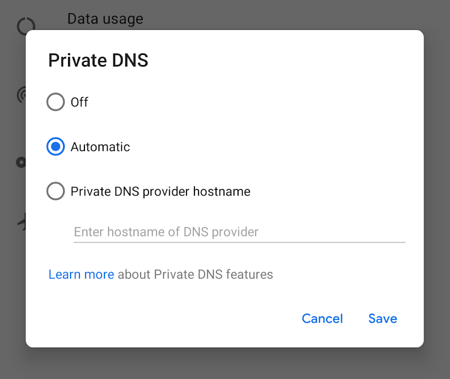 private dns android