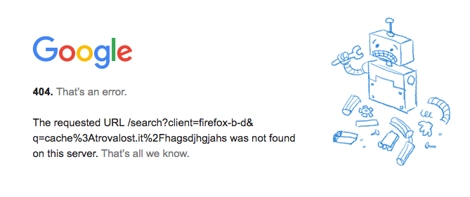 404 thats an error google cosa significa