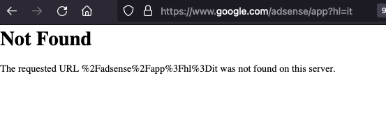 google adsense errore not found