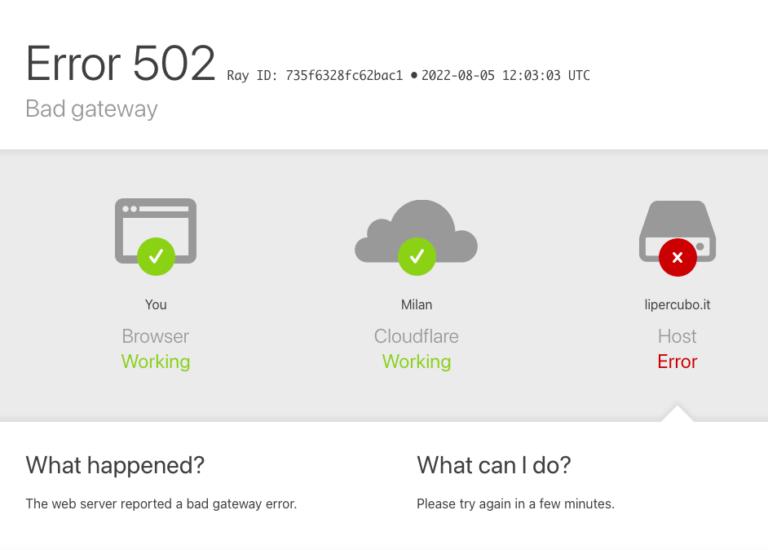 Errore 502 HTTP Bad Gateway da cosa dipende e come risolverlo