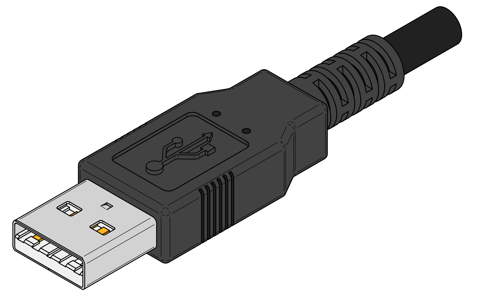 USB Type A plug coloured.svg