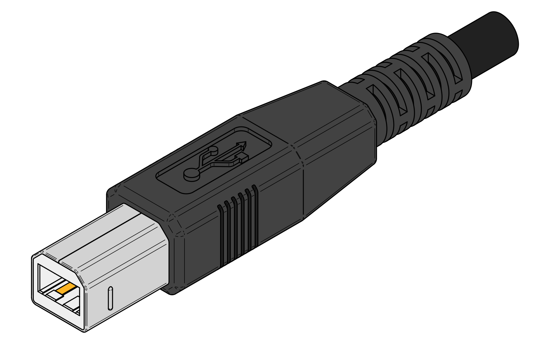 USB Type B plug coloured.svg